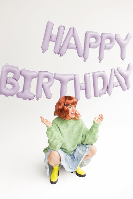 Balon z literą Happy Birthday fioletowy 3,4 m