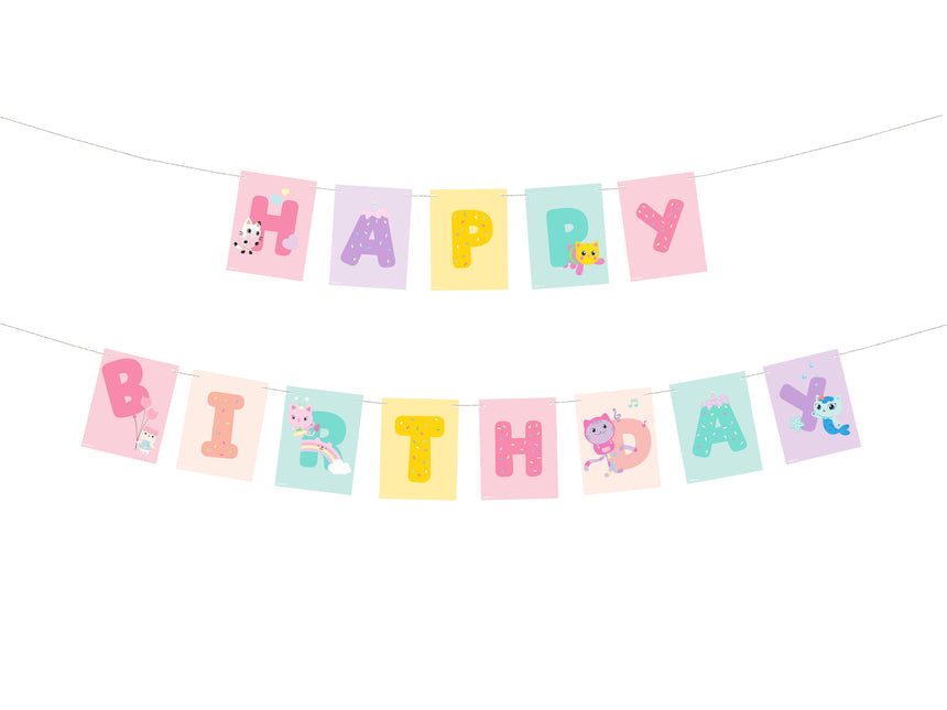 Chusta na listy Happy Birthday Gabby's Dollhouse, 180 x 15 cm