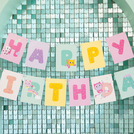 Chusta na listy Happy Birthday Gabby's Dollhouse, 180 x 15 cm
