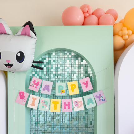 Chusta na listy Happy Birthday Gabby's Dollhouse, 180 x 15 cm
