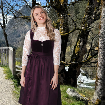 Bordowo-czerwona sukienka Dirndl Oktoberfest 2-częściowa