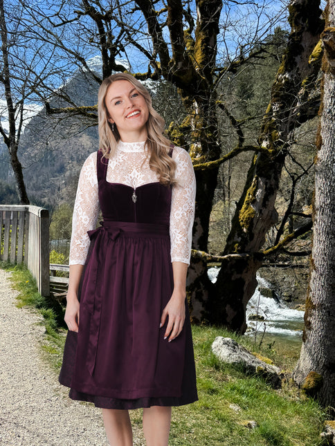Bordowo-czerwona sukienka Dirndl Oktoberfest 2-częściowa