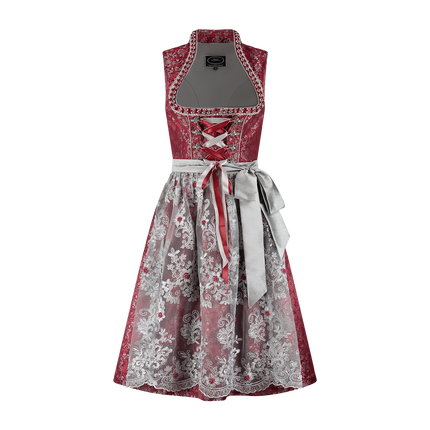 Bordowo-czerwona sukienka Dirndl Oktoberfest Ladies Lace 2-częściowa