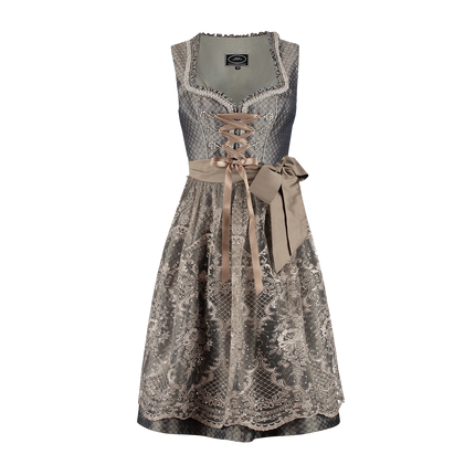 Brązowa sukienka Dirndl Oktoberfest Women Flowers 2-częściowa