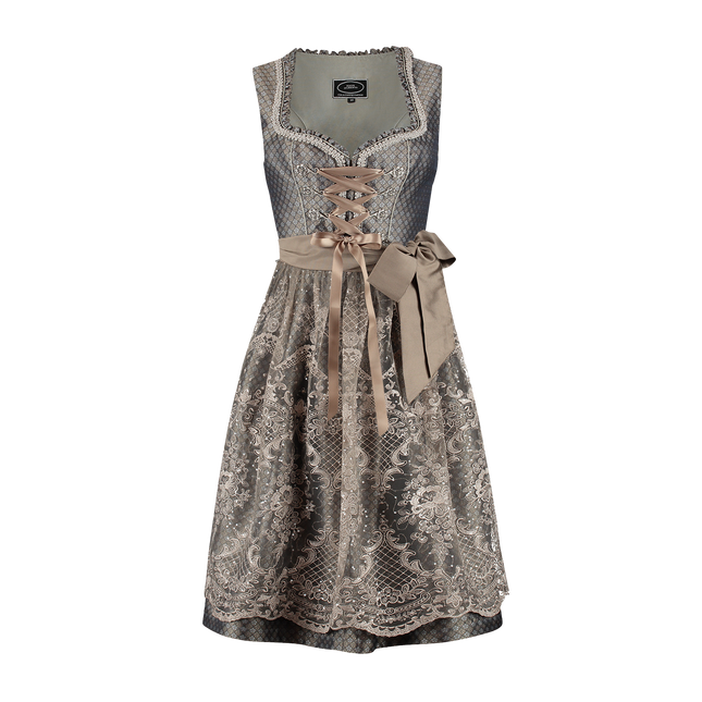 Brązowa sukienka Dirndl Oktoberfest Women Flowers 2-częściowa