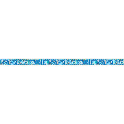 Happy 1st Birthday Blue Prism Banner, 12 ft