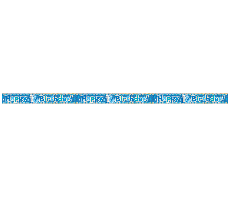 Happy 1st Birthday Blue Prism Banner, 12 ft