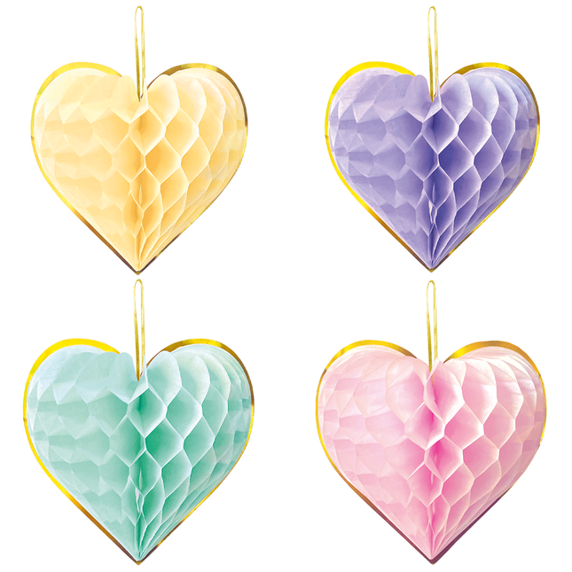 4 Plastry miodu Papier astd 23cm - Akwarele Serca