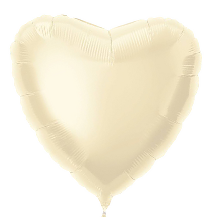 Balon foliowy w kształcie serca 18", w opakowaniu - kość słoniowa