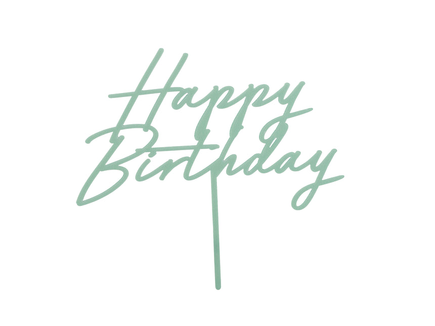 Happy Birthday Cake topper Turkusowy 16,5 cm