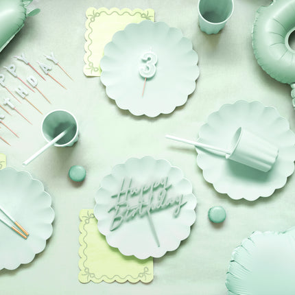 Happy Birthday Cake topper Turkusowy 16,5 cm