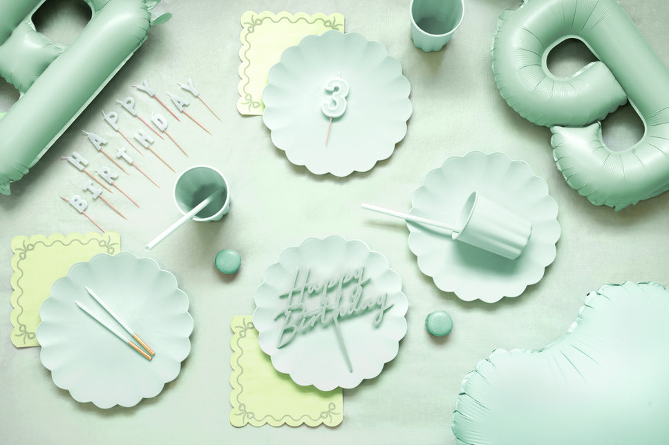 Happy Birthday Cake topper Turkusowy 16,5 cm
