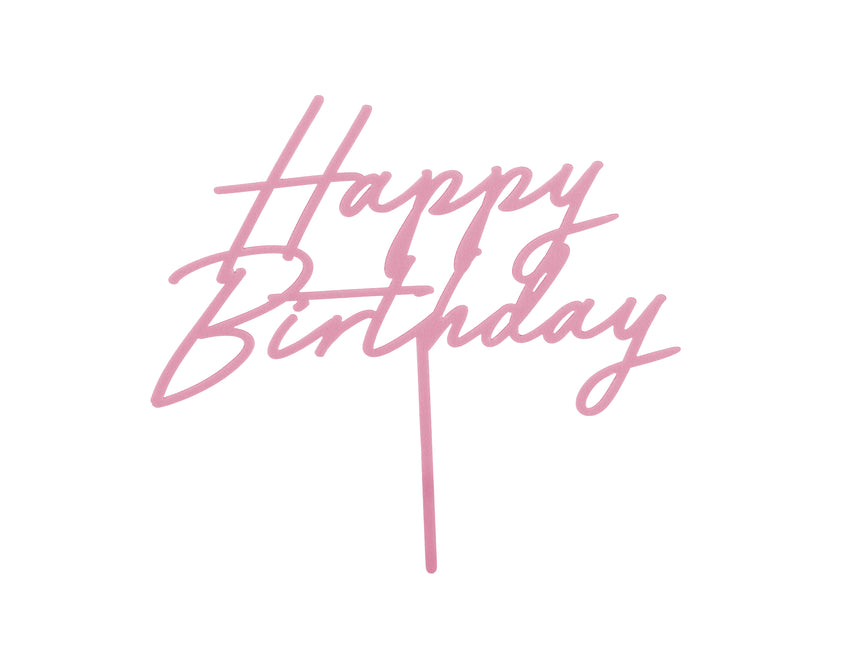 Happy Birthday Cake topper różowy 16,5 cm