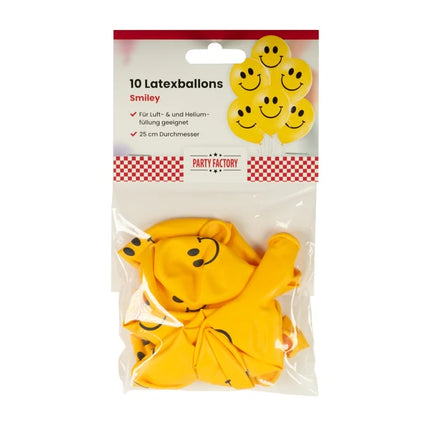 Balony ze smileyami, 30 cm, 10 szt.