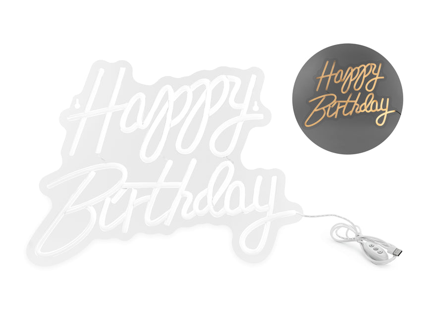 Świecąca litera Happy Birthday biała 40 cm