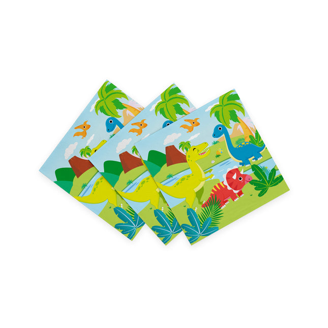 Serwetki z dinozaurami 3-warstwowe 33 cm 20 szt.