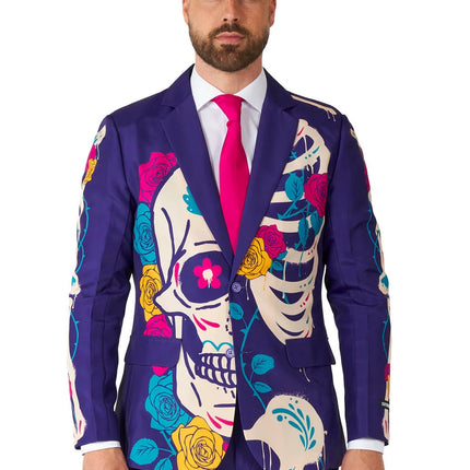 Kostium Sugar Skull dla mężczyzn, fioletowy, 3-częściowy