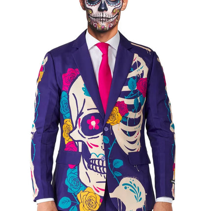 Kostium Sugar Skull dla mężczyzn, fioletowy, 3-częściowy