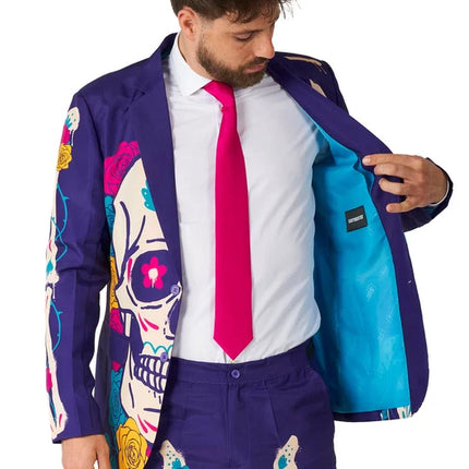 Kostium Sugar Skull dla mężczyzn, fioletowy, 3-częściowy