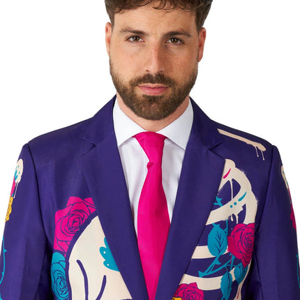 Kostium Sugar Skull dla mężczyzn, fioletowy, 3-częściowy