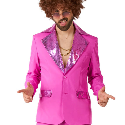 Męski kostium disco, różowy, 2-częściowy