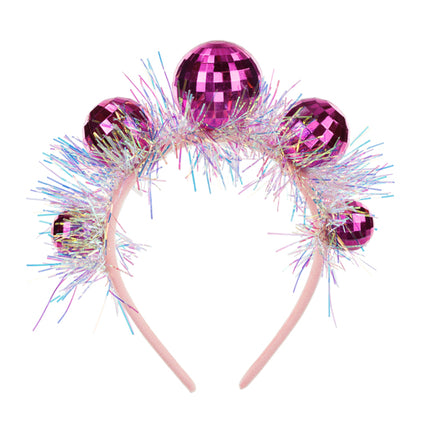 Opaska do włosów Disco 70S różowa Discoballs