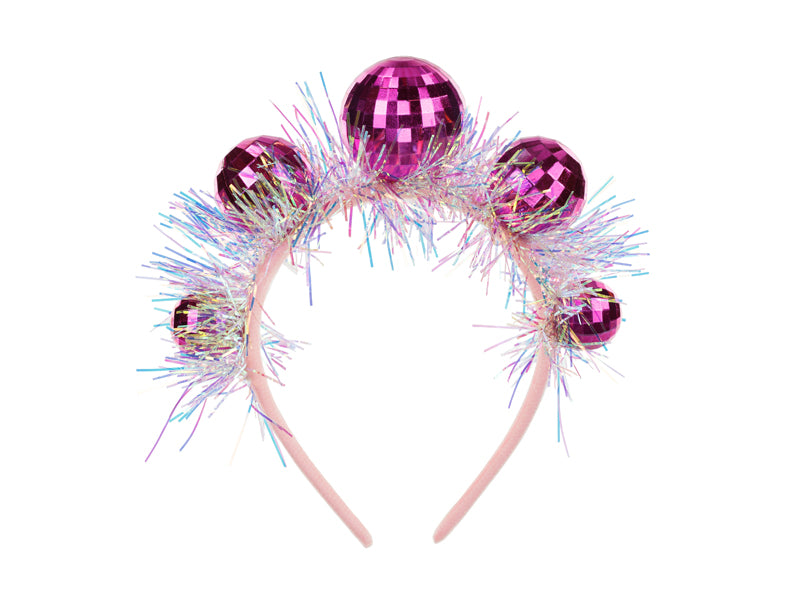 Opaska do włosów Disco 70S różowa Discoballs