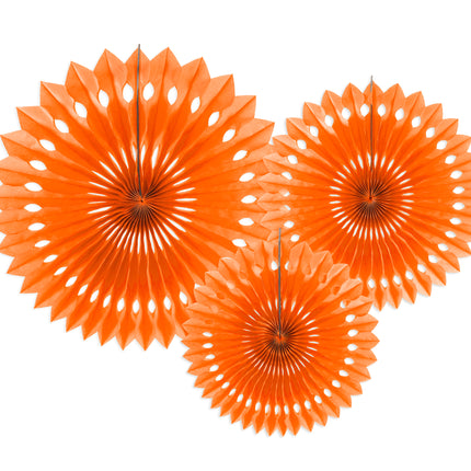 Wachlarze papierowe pomarańczowe 25cm 3szt