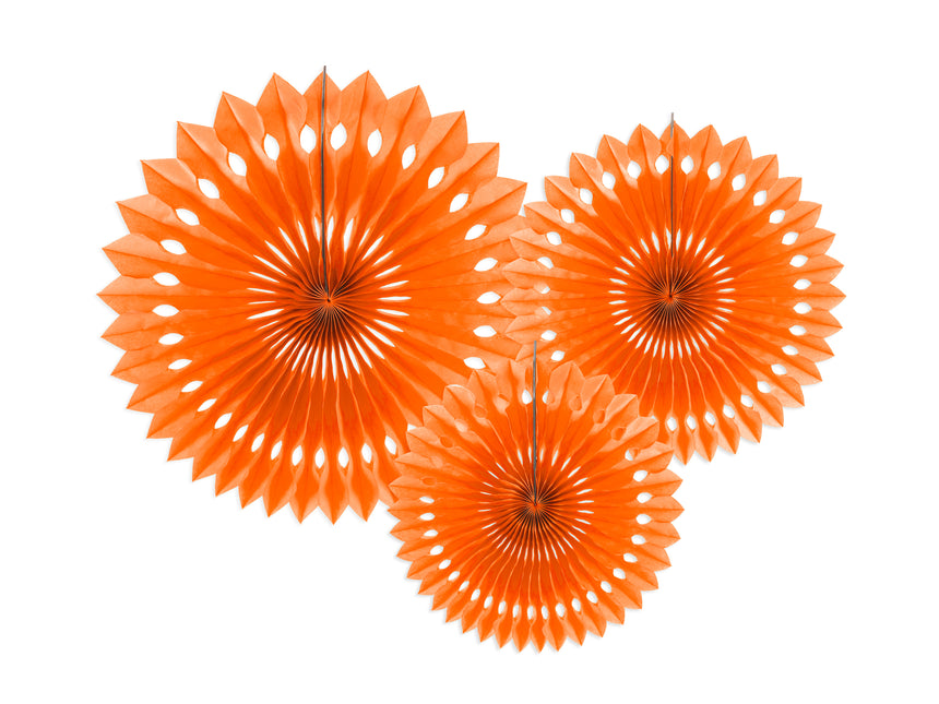 Wachlarze papierowe pomarańczowe 25cm 3szt
