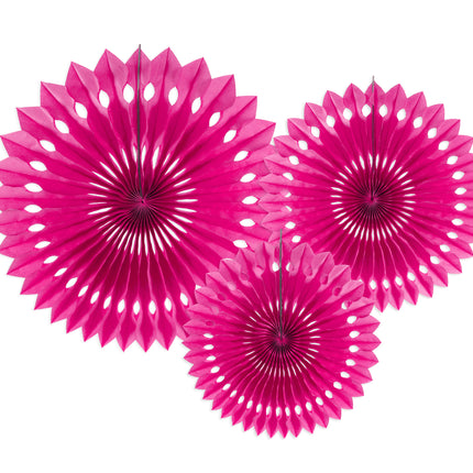 Wachlarze papierowe fuksja 20 cm 3 szt