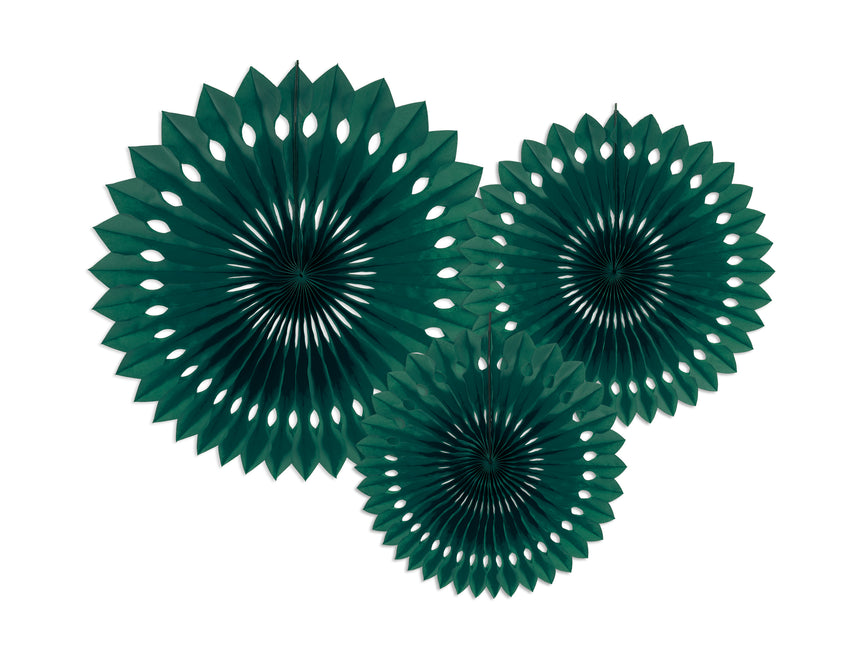 Zielone wachlarze papierowe 20cm 3szt