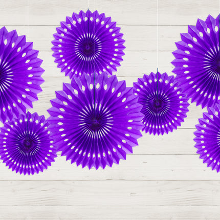 Fioletowe wachlarze papierowe 20cm 3szt