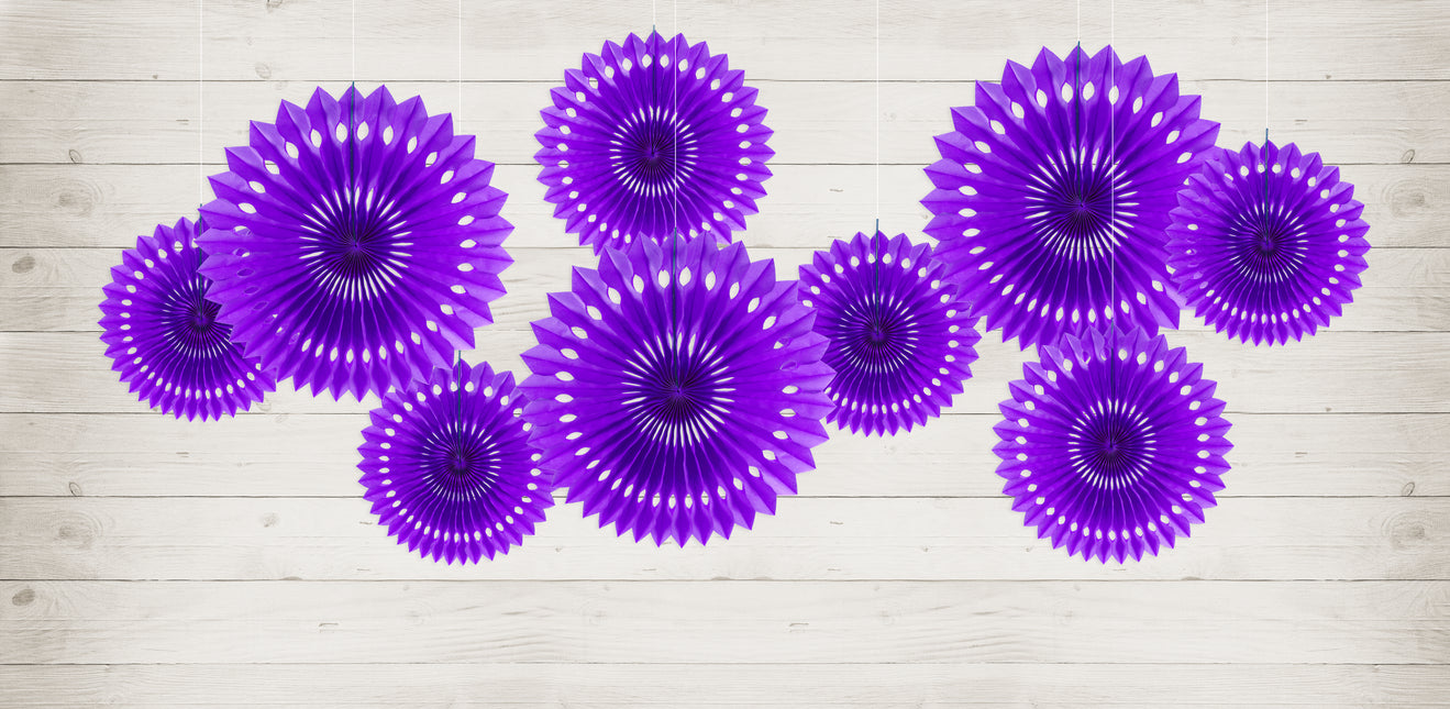 Fioletowe wachlarze papierowe 20cm 3szt