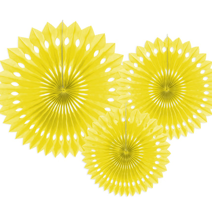 Żółte papierowe wachlarze 20cm 3szt