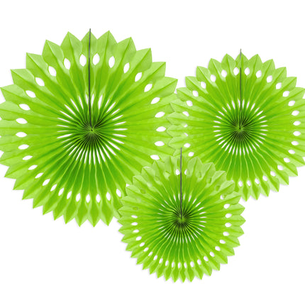 Jasnozielone wachlarze papierowe 20cm 3szt