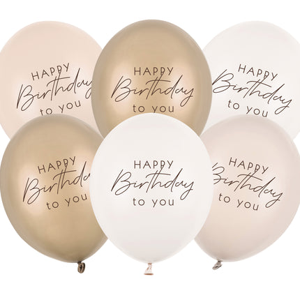 Balony Happy Birthday Nude 30cm 6szt