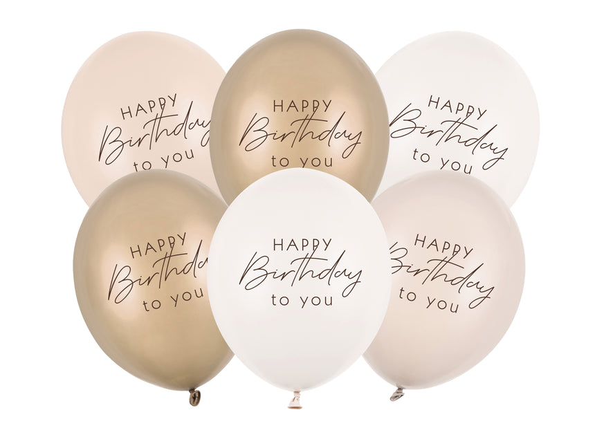 Balony Happy Birthday Nude 30cm 6szt