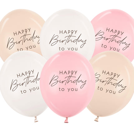 Balony urodzinowe różowe białe kremowe 30cm 50szt
