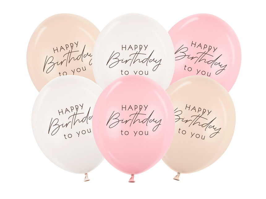 Balony urodzinowe różowe białe kremowe 30cm 50szt