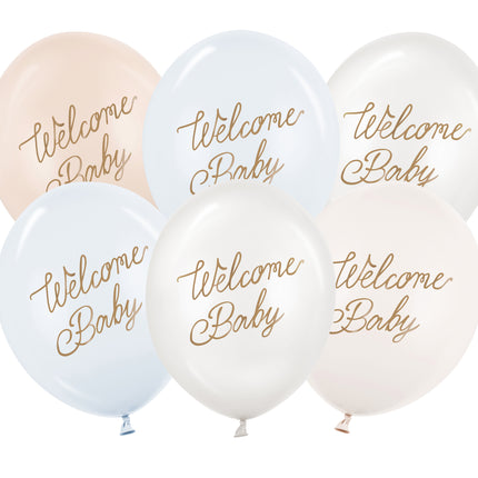 Balony Hello Baby niebieskie białe 30cm 50szt