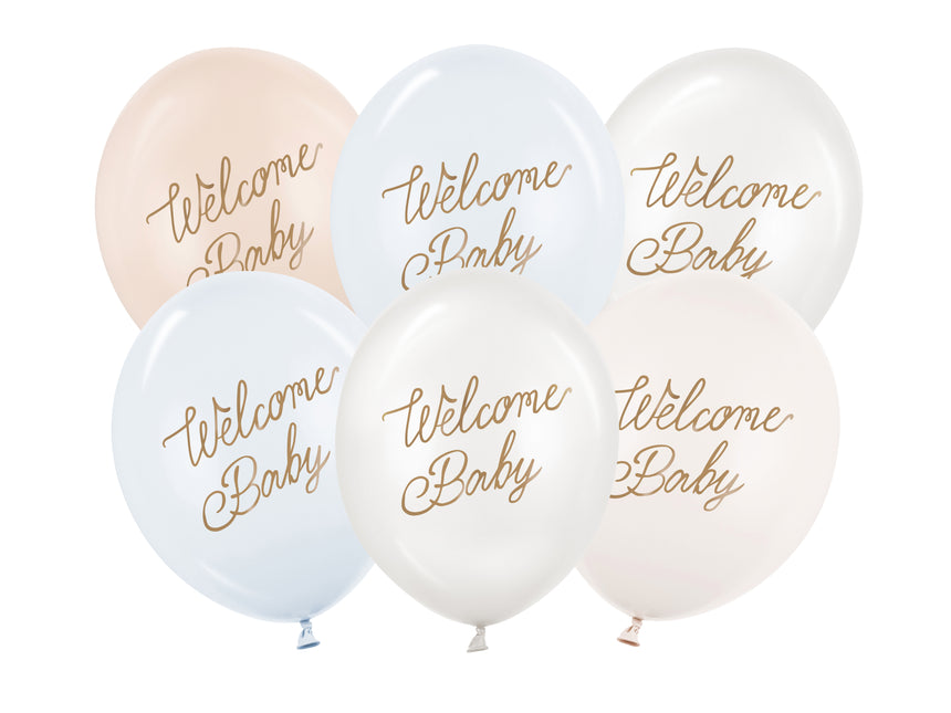 Balony Hello Baby niebieskie białe 30cm 50szt