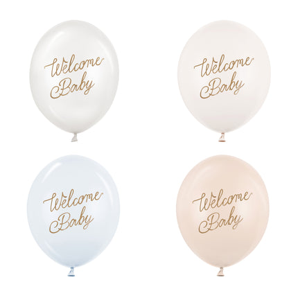 Balony Hello Baby niebieskie białe 30cm 50szt
