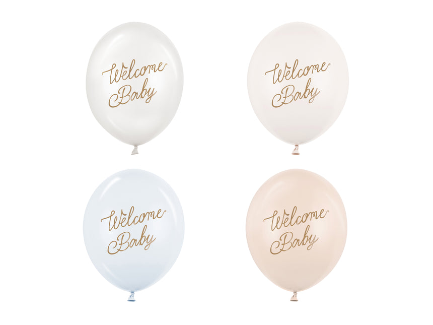 Balony Hello Baby niebieskie białe 30cm 50szt