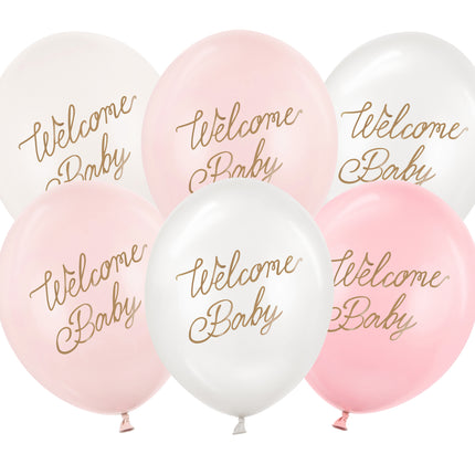 Balony Hello Baby różowe 30cm 6szt