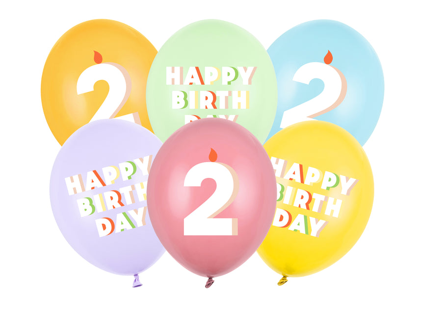 Balony na 2 urodziny 30cm 6szt