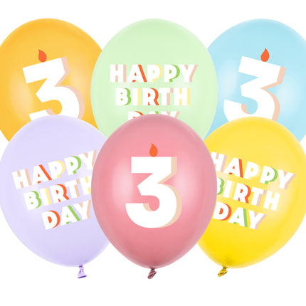 Balony na 3 urodziny 30cm 50szt
