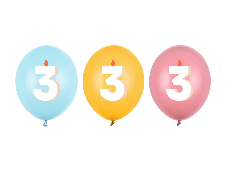 Balony na 3 urodziny 30cm 50szt