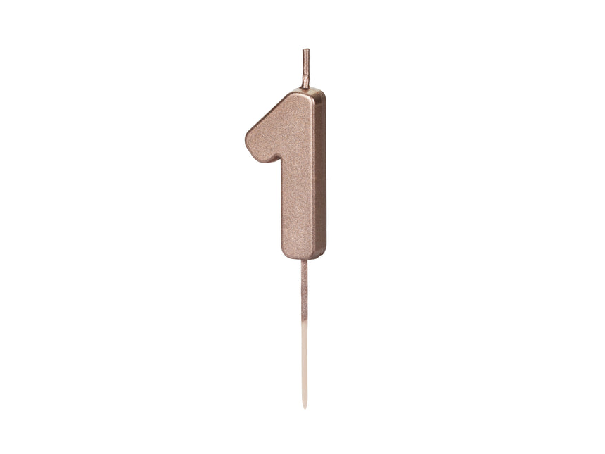 Świeca na 1 rok Rose Gold 9 cm