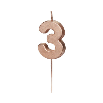 Świeca na 3 lata Rose Gold 9 cm