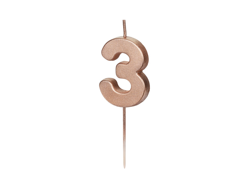Świeca na 3 lata Rose Gold 9 cm